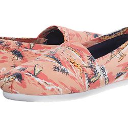 Incaltaminte Femei TOMS Printed Palms Classics Coral Canvas Printed Palms