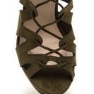 Incaltaminte Femei CheapChic Run The World Caged Faux Suede Wedges Olive