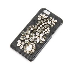 Dolce & Gabbana Iguana Print Leather Phone Case NERO