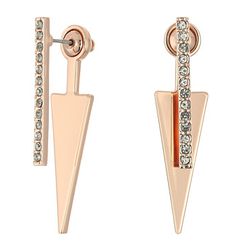 Bijuterii Femei Rebecca Minkoff Pave Bar and Triangle FrontBack Earrings Rose Gold with Crystal