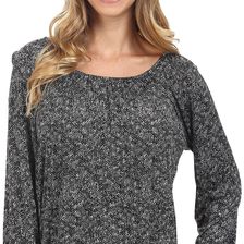Michael Kors Greer Tweed Peasant Top Black