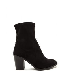 Incaltaminte Femei CheapChic Save The Day Faux Suede Chunky Booties Black
