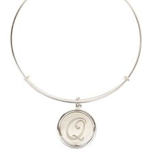Alex and Ani Sterling Silver Initial Q Charm Bangle RUSSIAN SILVER