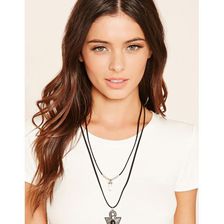 Bijuterii Femei Forever21 Arrow Pendant Layered Necklace Bsilverblack