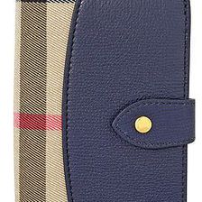 Burberry House Check Leather Wallet - Ink Blue N/A
