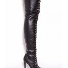 Incaltaminte Femei CheapChic Walk Tall Faux Leather Thigh-high Boots Black