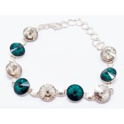 Bratara Argint 925 cu Swarovski Elements, Emerald - Silver Shade, 10 mm