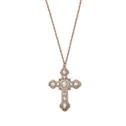 Bijuterii Femei Forever21 Ornate Cross Necklace Antique goldcream