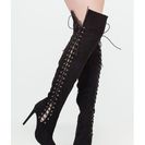 Incaltaminte Femei CheapChic Sidekick Pointy Laced Thigh-high Boots Black