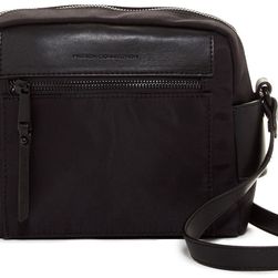 French Connection June Faux Leather & Nylon Crossbody BLACK