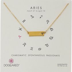 Dogeared Aries Zodiac Bar Necklace Gold Dipped