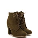 Incaltaminte Femei CheapChic Supreme Strut Faux Suede Lace-up Booties Olive