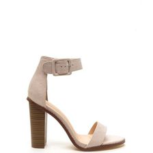 Incaltaminte Femei CheapChic Single Strap Minded Faux Suede Heels Beige