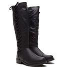 Incaltaminte Femei CheapChic Laced The Test Faux Leather Boots Black