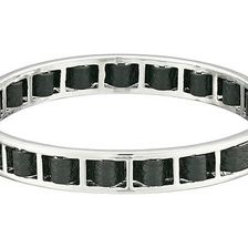 Bijuterii Femei French Connection Woven Leather Bangle Bracelet SilverBlack