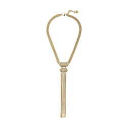 Vince Camuto Statement Multi Row Y Necklace Worn Gold/Milky Grey