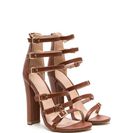 Incaltaminte Femei CheapChic Right \'n Rung Strappy Chunky Heels Cognac
