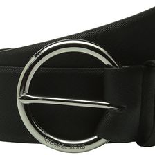 Michael Kors 50mm Contour Saffiano Belt on MK Logo Ring Buckle Black