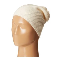 Cole Haan Diagonal Rib Elongated Beanie Ivory