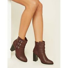 Incaltaminte Femei Forever21 Faux Leather Buckle Booties Burgundy