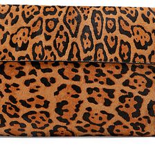 Ralph Lauren Leopard-Print Haircalf Clutch Black Multi