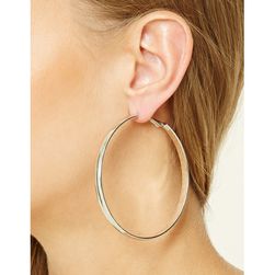 Bijuterii Femei Forever21 Metallic Hoop Earrings Silver