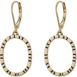 The Sak Etched Oval Hoop Drop Earrings Gold