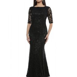 Rochie neagra, din dantela, cu maneca scurta, Cler, Giorgal