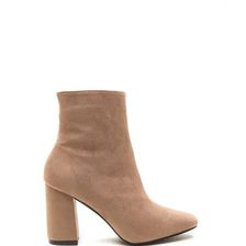 Incaltaminte Femei CheapChic All Squared Away Faux Suede Booties Taupe