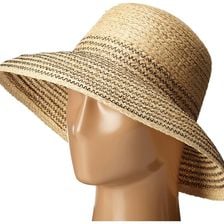 Ralph Lauren Braided Top Stitched Raffia Sun Hat Natural/Black