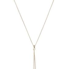 Ralph Lauren Modern Leaves 18in Pave Stick Lariat Necklace Gold/Crystal