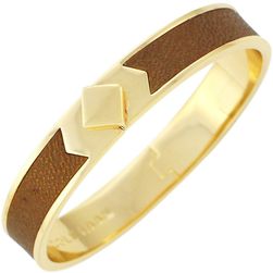 Cole Haan 12K Gold Plated Thin Hinged Leather Inlay Bangle GOLDT