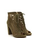Incaltaminte Femei CheapChic Pencil You In Lace-up Caged Heels Olive