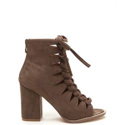 Incaltaminte Femei CheapChic Street Cred Chunky Laced Cut-out Booties Taupe