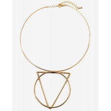 Bijuterii Femei CheapChic Double Geometric Pendant Metal Choker Met Gold