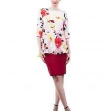 Bluza femei, multicolora, cu maneca scurta, Flower Power Blouse, Amelie Suri