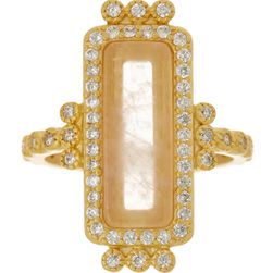 Bijuterii Femei Freida Rothman 14K Gold Plated Sterling Silver CZ Rose Quartz Bar Ring - Size 9 GOLD