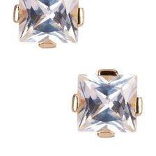 Bijuterii Femei Savvy Cie 14K Gold Plated Sterling Silver Princess Cut White Quartz Stud Earrings No Color