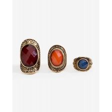 Bijuterii Femei CheapChic Boho Stone Accent 3pc Ring Set Multi-Dark