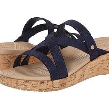 Incaltaminte Femei Crocs A-Leigh Shimmer Leather Mini Wedge Blue Shimmer