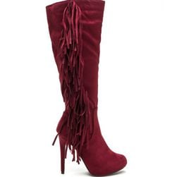 Incaltaminte Femei CheapChic Fringe Out Faux Suede Boots Berry