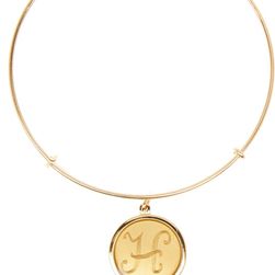 Alex and Ani 14K Gold Filled Initial H Charm Wire Bangle RUSSIAN GOLD