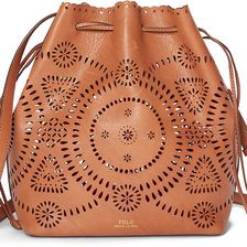 Ralph Lauren Laser-Cut Leather Bucket Bag Tan