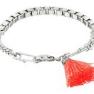 Bijuterii Femei French Connection Safety Pin Tassel Bracelet SilverBright Coral