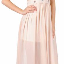 Rochie lunga roz cu dantela R091R