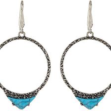Steve Madden Triangle Turquoise Ring Drop Earrings BURNISHED SILVER