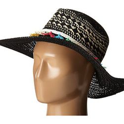 Accesorii Femei San Diego Hat Company PBL3070 Open Weave Brim Sun Hat with Contrast Weave Details Black