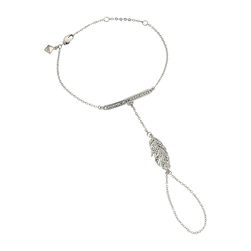 Rebecca Minkoff Feather Hand Chain Bracelet Imitation Rhodium/Crystal Lab