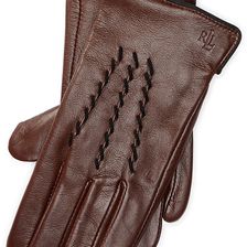 Ralph Lauren Whipstitched Leather Gloves Coffee/Black