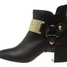 Incaltaminte Femei Just Cavalli Low Heel Bootie with Gold Hardware Black